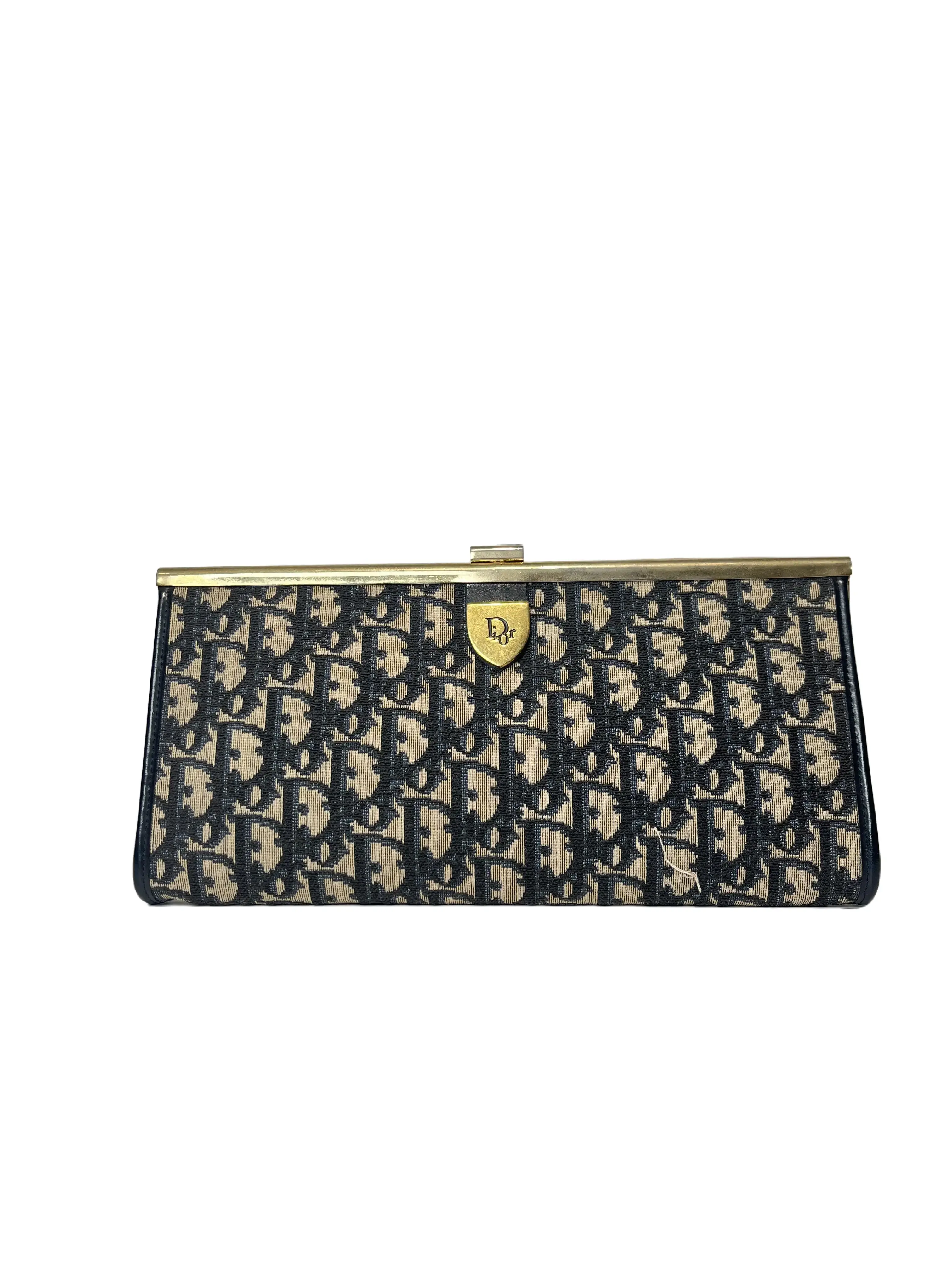 Pre-owned Dior Vintage Oblique Jacquard Frame Clutch Bag