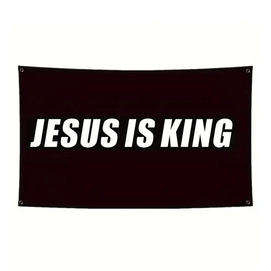3x5 Feet Christian Flag, JESUS IS KING Banner Flag, Double Stitched, Indoor Outdoor Use, Durable with 4 Brass Grommets, Wall Decor Banner, Decorations Supplies