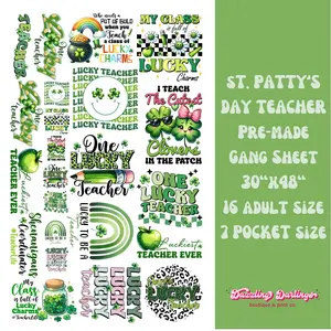 St. Patty's Day Teacher - 30x48 - DTF Direct to Film Gang Sheet - Lucky Charms Teacher Student DTF