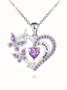 Elegant Butterfly Heart Necklace for Women with Imitation Crystal Pendant, Perfect Jewelry Gift for Birthdays and Anniversaries, Ideal for Dates and Parties, Heart Shaped Necklace