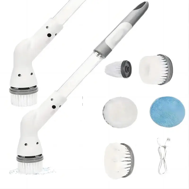 Wireless Electric Cleaning Brush, 1 Set USB Charging Handheld Automatic Rotating Cleaning Brush with Long Handle, Cleaning Tool for Bathroom & Kitchen