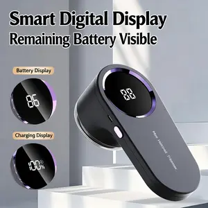 Rechargeable Fabric Shaver with 4 Replaceable Stainless Steel 6-Leaf Blades Lint Remover with LED Display - Efficient Sweater and Lint Shaver for Clothes, Removing Fuzz, Lint Balls and Hairballs.
