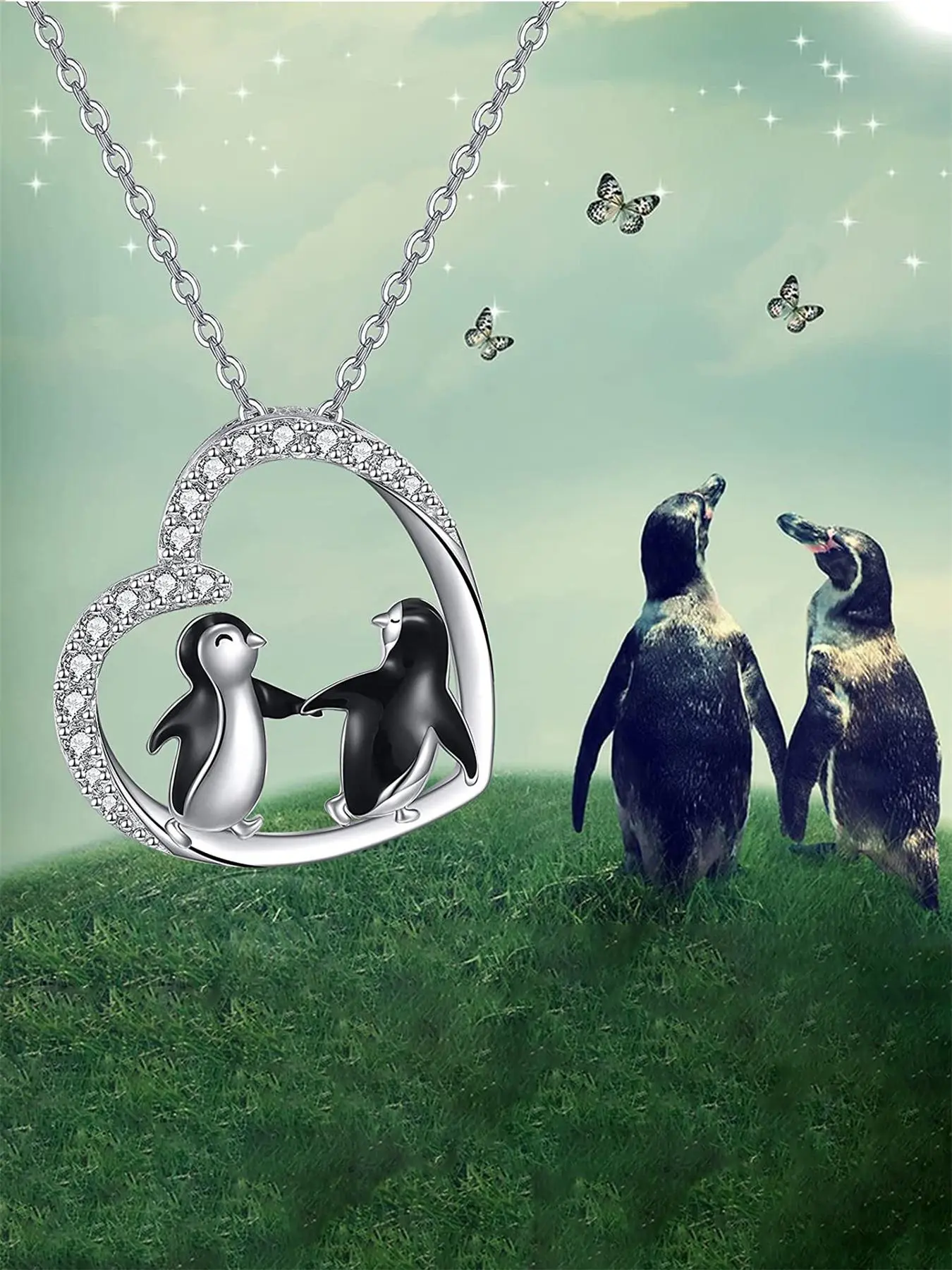 Cute Penguin Design Artificial Gemstone Decorated Pendant Necklace, Animal Pendant, Fashion Jewelry for Party, Daily Clothing Decor, Trendy All-match & Exquisite Jewelry for Gift, Cute Necklaces