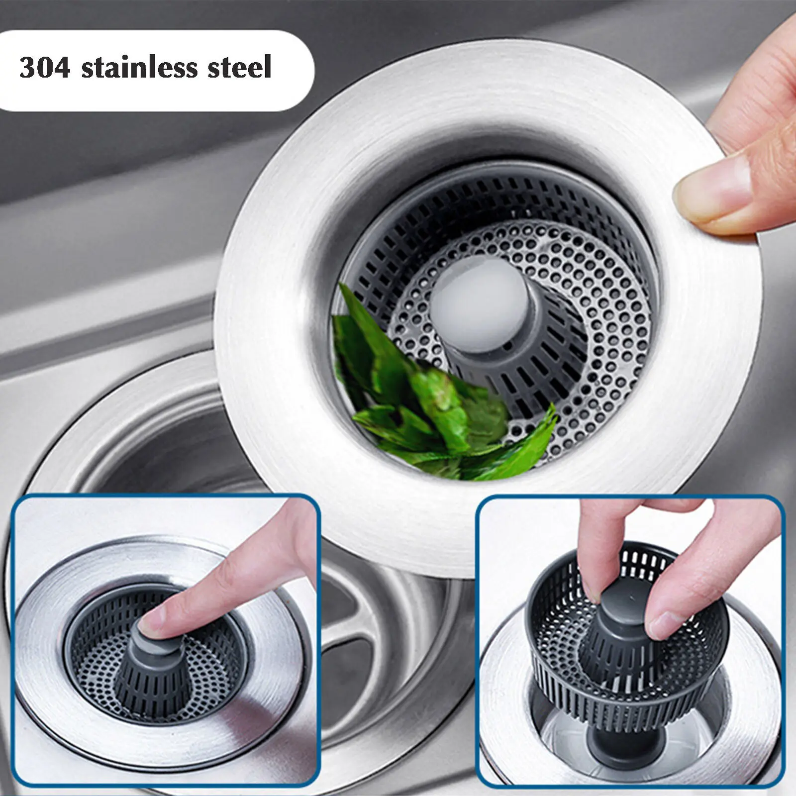 Upgraded Sink Drain Strainer with Anti-Clogging Design, Kitchen Sink Odor Filter and Core Bounce Technology, Durable & Easy-to-Clean for Home Use Sink Stopper