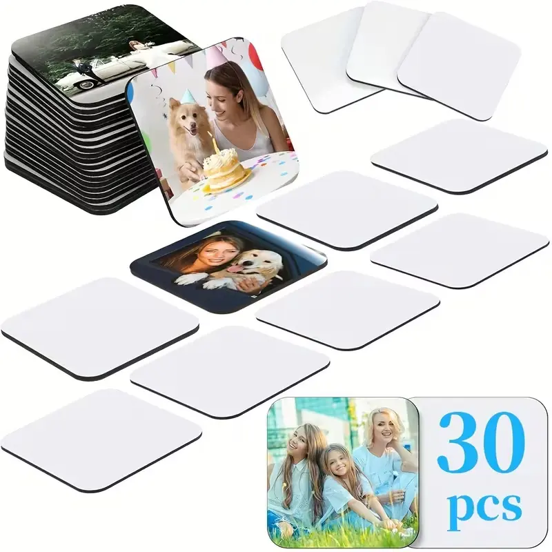 30PCS DIY Photo Refrigerator Magnets, 10 Sets of 3 Blank Magnetic Sheets for Custom Photos, Personalized Fridge Magnets for Family & Pet Pictures Decor Print