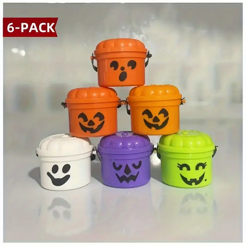 Halloween Pumpkin Mini Bucket – Perfect for candy and party decorations, durable plastic, retro, classic party decoration, suitable for Halloween and Thanksgiving, no feathers needed, no electricity required