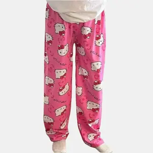SANRIO Hello Kitty Summer-Ready PJ Trousers-Couple Models-Size Up 2x-Lightweight & Cute for Comfortable Summer Nights with Adorable Kitty Prints Pajama Pants Pink - Loungewear