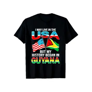 Guyana Proud T-Shirt for Men & Women - Dual Flag Design (Guyana & USA) with "I Live in USA But My History Began in Guyana" Slogan, 100% Soft Breathable Lightweight Unisex Regular Fit Round Neck Casual Tee, All-Season Comfort