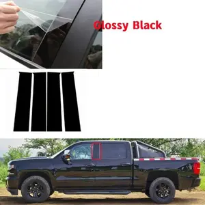 For GMC Silverado 2014-2018, 4PCS Window Trim Covers Center Film Column B C Pillar Posts Truck Sticker Car Stickers Car Accessories Car Truck Decal Decals Automotive Decals For Trucks