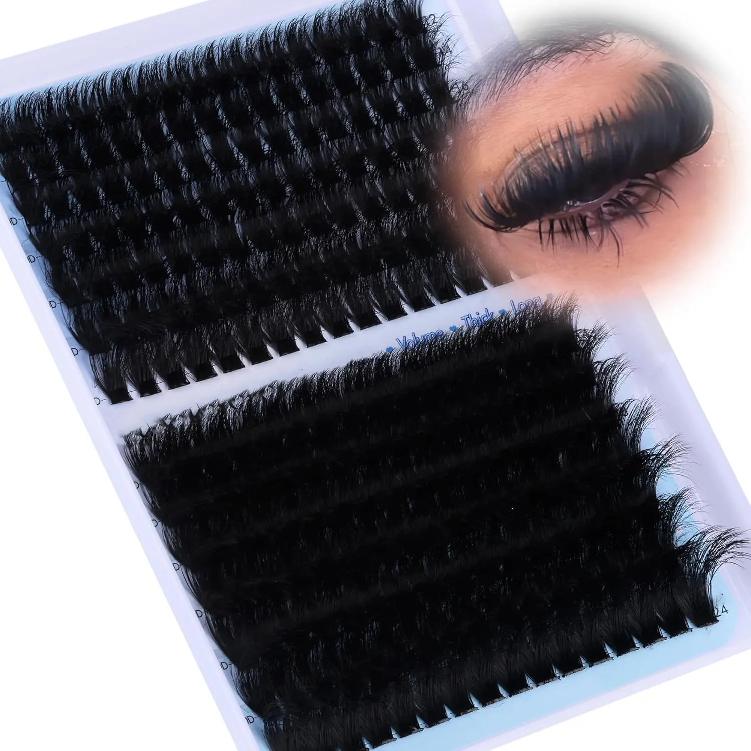 224pcs Fluffy D Curl Eyelashes, Mixed Length 12–24 mm, 0.05 mm Thickness Eyelash Clusters, Dense Volume Lush Look, Perfect for Salon-Quality Extensions, Fluffy Cluster Lashes, Makeup Cosmetic, Eyelash Extension Supplies, Fluffy False Eyelashes