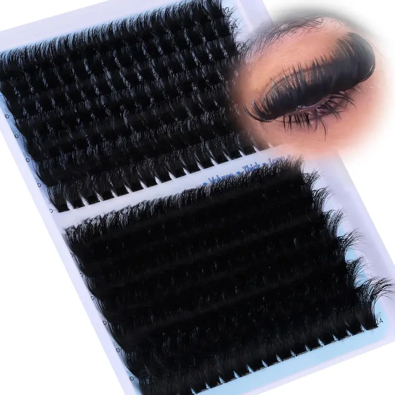 224pcs Fluffy D Curl Eyelashes, Mixed Length 12–24 mm, 0.05 mm Thickness Eyelash Clusters, Dense Volume Lush Look, Perfect for Salon-Quality Extensions, Fluffy Cluster Lashes, Makeup Cosmetic, Eyelash Extension Supplies, Fluffy False Eyelashes