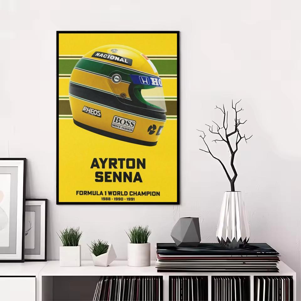 F1 A-Ayrton Senna Painting Calligraphy Canvas Poster: Crease Free Waterproof Durable All Space Wall Decor