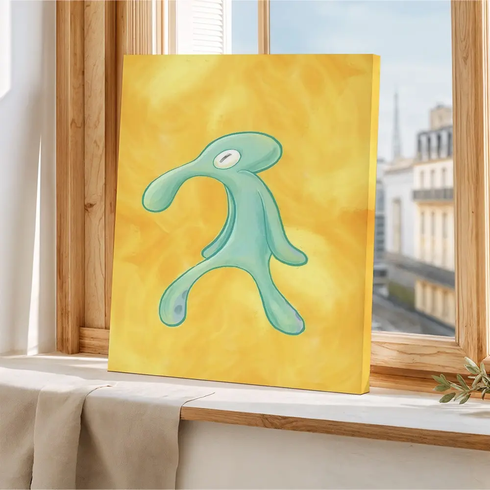 Bold Cartoon Wall Art, Squidward Poster, Meme-Style Print, Creative Design Print, Vibrant Cartoon Design, Canvas Decor, Home Wall Art, Ideal for Living Room & Bedroom, Unframed