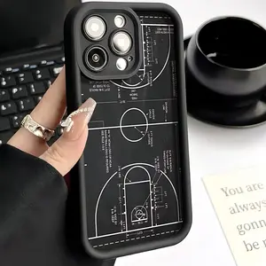 New Fun Line Ruler Basketball Court Design Creative Hot-Selling Case for iPhone 17 Pro Max 16 16e 15 14 Plus 13 12 Mini 11 Air X XS Pattern Soft TPU Rubber Camera Protection Rugged Mobile Phone Cover Gift 2D printing