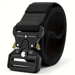 Men's Tactical Belt with Quick-Release Metal Buckle - Adjustable, durable belt suitable for hiking, camping, work, travel, sports, and everyday wear | Black belt set—the perfect gift for Father's Day, Christmas, and other holidays