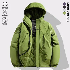 Men's Heavyweight Warm Winter Jacket - Full Zip Hooded Coat with Insulated Filling, Snowboarding and Ski Jacket, Windproof and Waterproof, Suitable for Cold Weather, Casual and Formal Wear - Ideal for Everyday Winter Use - Hand or Dry Clean Only, Solid Co