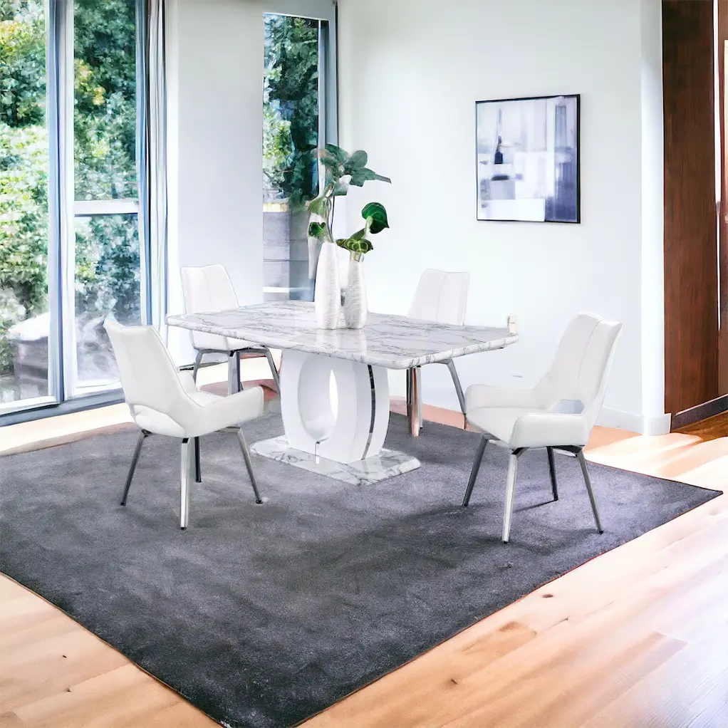 Beautiful Dining set. Gorgeous Marble table with 4 Modern chairs.