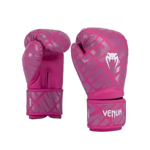 Venum Contender 1.5 XT Boxing Glove White/Pink with Silver Logo Motif and Black Venum Logos, High Quality Semi-Leather