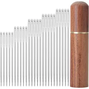 - Large Eye  for Hand Sewing, 50 count, Assorted Sizes with Wooden Storage Tube, Sewing , Embroidery Big , (LENW050M304)