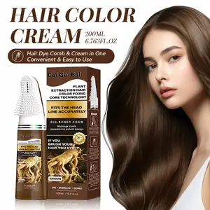 3-in-1 Hair Dye Shampoo Comb with Gentle Plant-Based Formula, Semi-Permanent Colored Hair Kit for Fast At-Home Coloring, 200ml - Black, Brown, Red