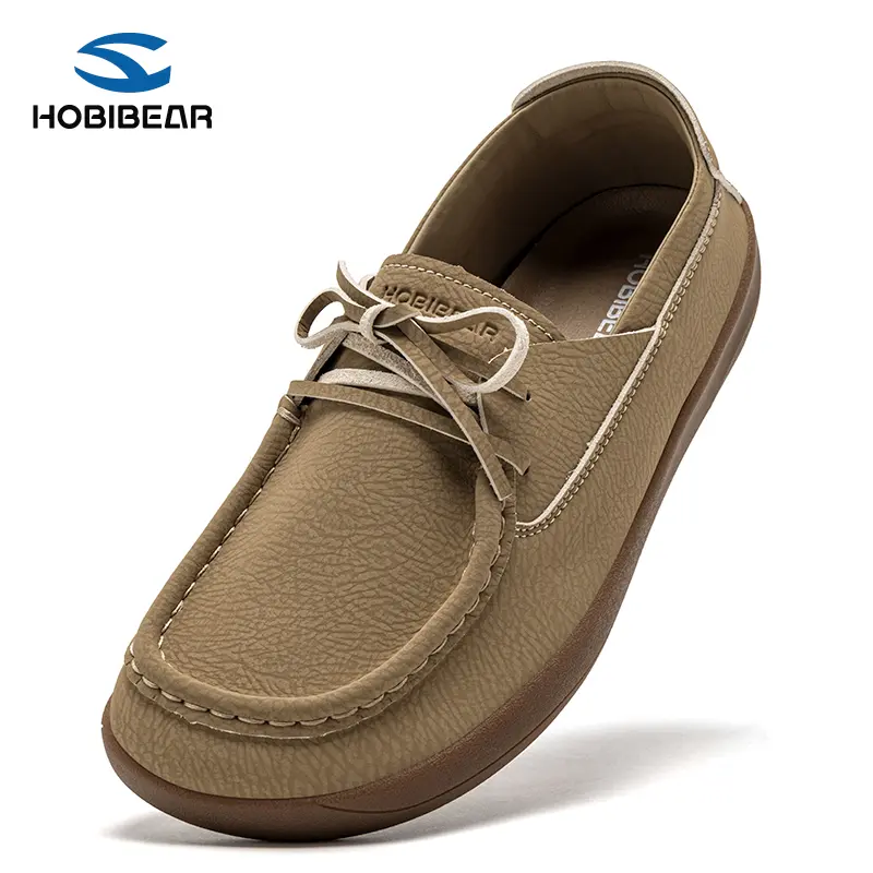 HOBIBEAR Women's Leather Loafers - Lightweight, Comfortable Flat Slip-on Classic Casual Trainers, Walking Shoes for Everyday Wear