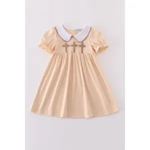 Cream cross french knot dress