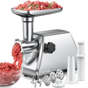 AIRMSEN Electric Meat Processor & Mincer – Heavy-Duty Professional Stainless Steel Sausage Maker & Stuffer with 3 Plates, 2 Stainless Blades, Kubbe Kit – Fast, Quiet, Easy-to-Clean for Home Kitchen Use