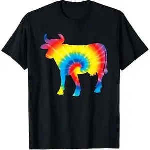 Tie Dye Cow Rainbow Print Heifer Farm Hippie Peace Gift T-Shirt