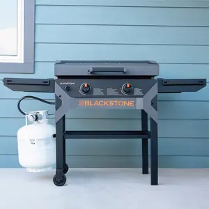 Blackstone Iron Forged 28" Griddle with Hood - Modern Portable Griddle for OutdoorKitchen - Dual Burners - Iron Forged Construction