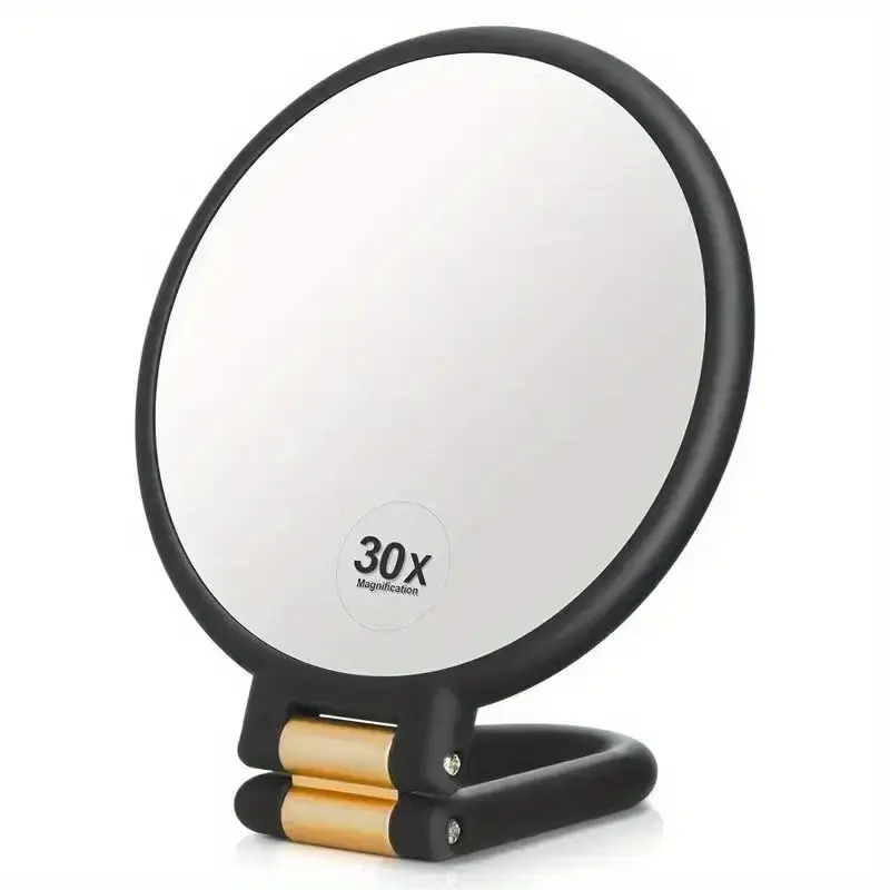 30x Magnifying Dual-Sided Handheld Makeup Mirror, 360° Adjustable Handle for Travel, portable vanity mirror, Cosmetic Mirror, Ideal for Makeup and Skincare, No Batteries Needed, Travel Hand Mirrors, Hand Held Mirrors with Handle