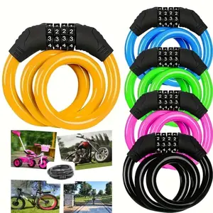 4 Digit Password Lock Combination Padlock, Portable Helmet & Luggage Wheel Lock, Durable Motorcycle Helmet Lock, Bike Combination Lock, Outdoor Sports Gear, Trike Bike