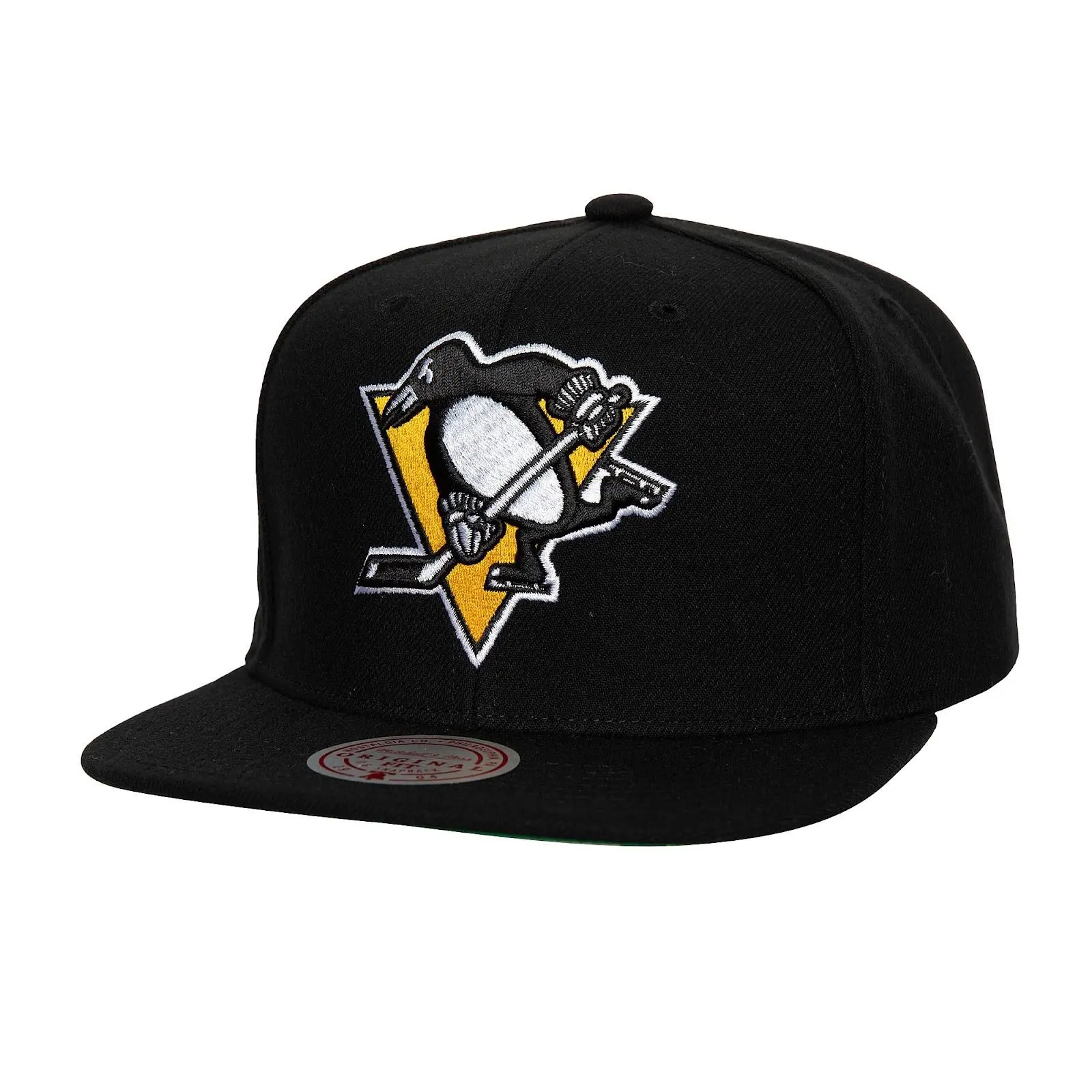 Pittsburgh Penguins Black Top Spot Snapback Hat NHL Throwback Cap Adjustable Fan Gear Mitchell & Ness