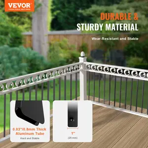 VEVOR Staircase Metal Balusters, Summervibes,Summervibes, 29.5'' x 1'' Flat Aluminum Alloy Decorative Banister Spindles, 51 Pack Deck Baluster with Screws, Classic Hollow Deck Railing Satin Black Powder Coated for Porch