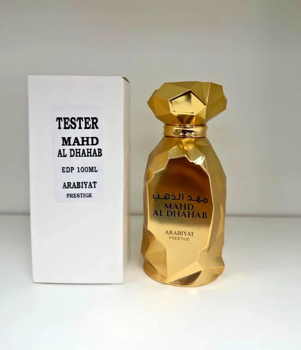 Arabiyat Mahad Al Dahab Prestige EDP Spray Tester - 3.4 fl oz (2-3.9 fl oz Range), Unisex Luxurious High-Quality Fragrance with Vanilla, Sandalwood, Sweet, Juicy, Flavored, Multi-Scent, Longlasting Refreshing Notes, Multi-Scent Unisex Fragrance
