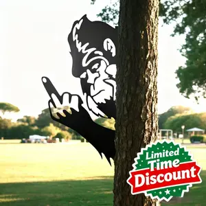 2026 Latest Bigfoot Metal Art Showing Middle Finger Bigfoot Yard Decor Sasquatch Statue Sign Big Foot Flipping Off Tree Faces Decoration Peace Decorative Signage Cutout Sneaky Posters