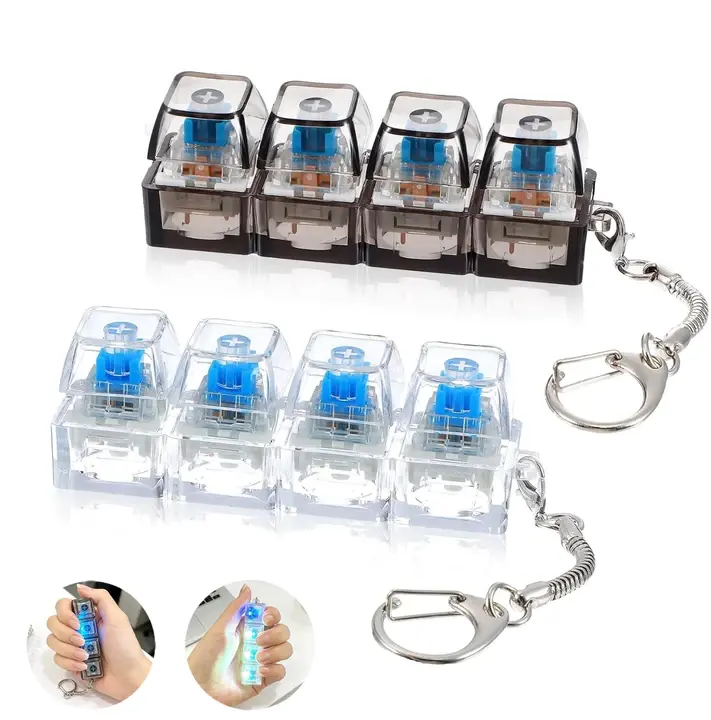 LED Cool Keychain - Button Clicker Fidget Toy, Mechanical Keyboard Clicker, Multi-Function Keychain Attachment, Backpack-Bag Charm Gifts for Him, Teen Boy Office Leisure Gift