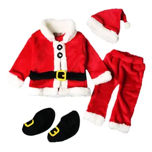 Toddler Baby Boy Girl Santa Claus Clothes Winter Coat+Pants+Santa Hat+4Pcs Christmas Clothes Set Xmas Outfits