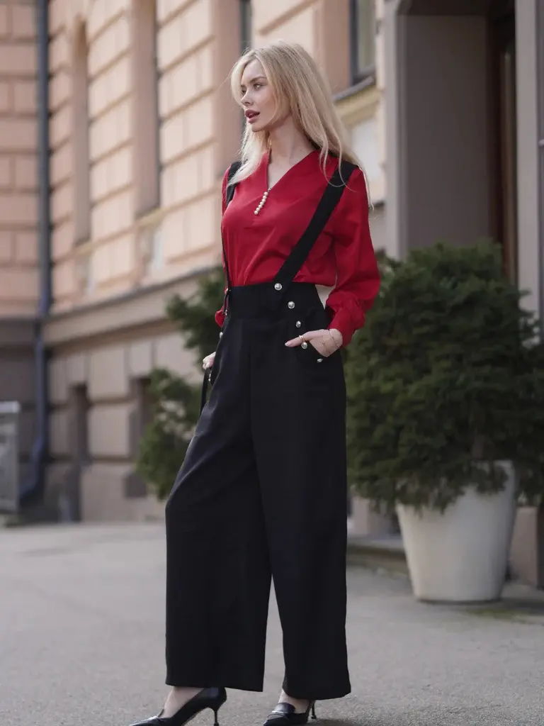 RETRO STAGE Women's 1930s Vintage Wine Red Cotton-Poly Blend V-Neck Cut Puff Longsleeve Medium-Length Minimalist Casual Autumn Blouse - Hand Wash Only, Iron on Reverse, Going Out, Office Ootd, Fitted, Women's Vintage Clothing Tops & Shirts, Longsleeves, P