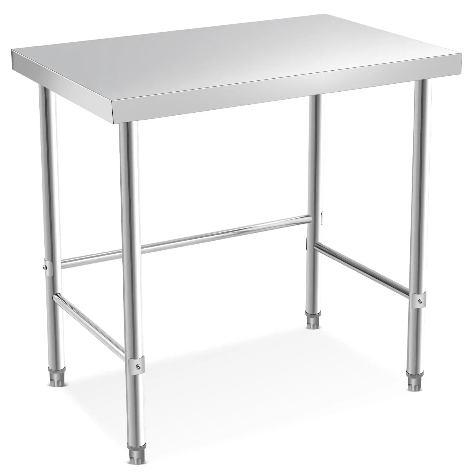 Stainless Steel Rectangular Work Table - 36x24x35", Single Unit Commercial Kitchen Prep Table with Open Base, Tool-Free Easy Assembly & Cleaning, Silver Drill Slot Lightweight Wheelchair Cast Iron Core Surface Cleaner for Restaurants