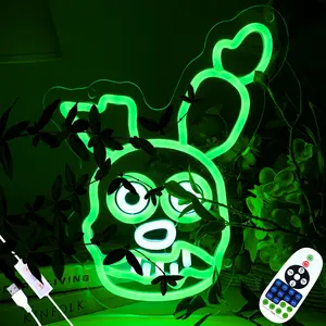Remote Control Fnaf springtrap Neon Signs for Wall Decor,Five Nights LED Neon Lights for Game room,Gaming Room, Kids Room, Bar Decoration(Timer Function)