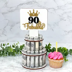90 and fabulous, birthday money holder, personalized 90th birthday gift for her, unique birthday gifts for women, money cake, money tree