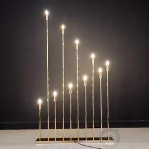 Set of 2 | 10-Head Golden Reed Led Lights,Led stand,Wedding stand