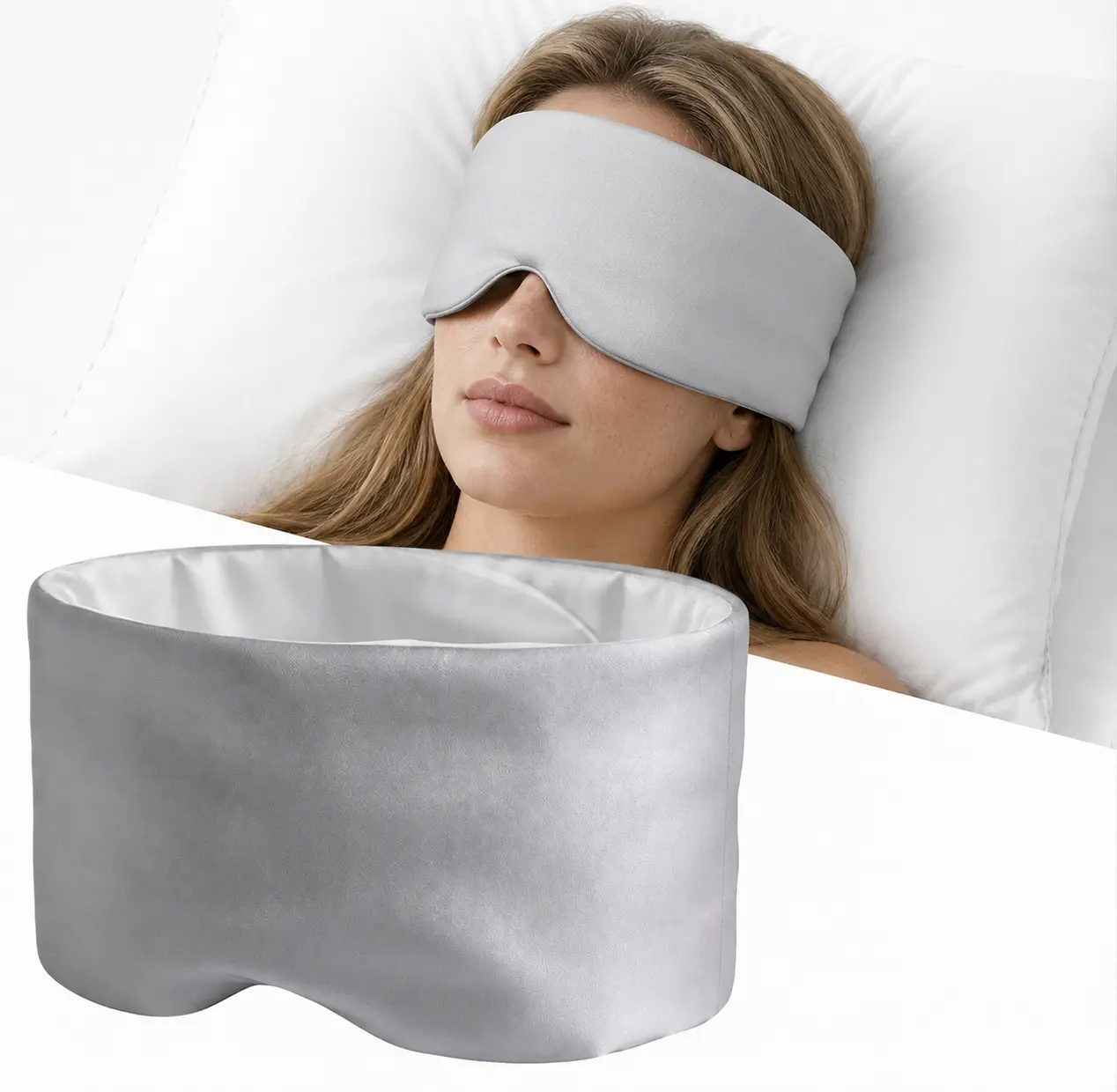Cooling & Cozy Weighted Sleep Mask – Full Blackout Eye Cover with Adjustable Strap, Perfect for Sleep, Travel & Power Naps