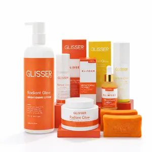 Glisser Radiant Glow Collection 7pc Body Care System with Ascorbic Acid Niacinamide & Retinol for Brightening Even Skin Tone - Cleansing