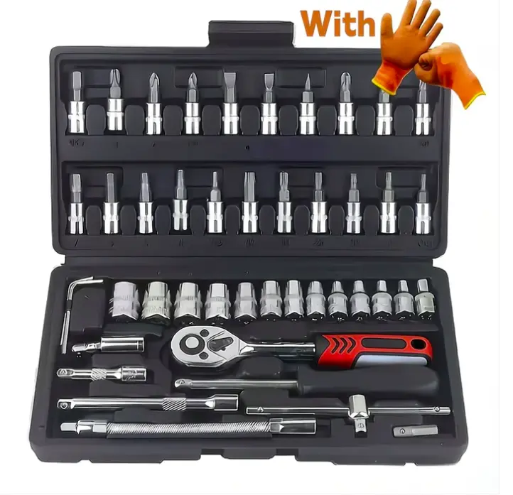 45+1 Heavy-Duty 1/4-Inch Drive Socket Set with Quick-Release Ratchet