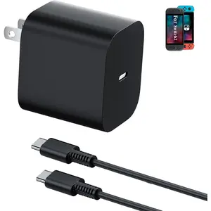 for  2  Charger,60W AC Adapter Power  for Switch2/OLED/Lite/ Dock/Pro Controller,Support TV Mode,with 1.8M USB Type-C (Black)