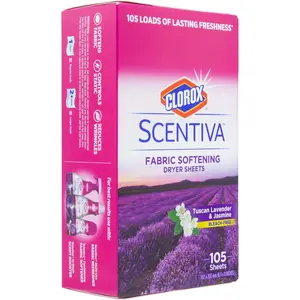 Scentiva Fabric Softening Dryer Sheets | Fabric Sheets in Tuscan Lavender & Jasmine Scent | Laundry Dryer Sheets for Fresh & Clean Clothes| 105 Count Brand Buzz Consumer Products