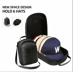 6-Cap Hard Hat Travel Case with Shoulder Strap | Lightweight, Durable Storage Organizer for Baseball Caps | Customizable Father's Day Gift C Carry Pouch