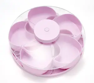 Rotating Divided Snack Serving Tray – Spinning Lazy Susan Snack Tray for Candy, Nuts, Fruit & Party Snacks