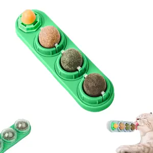 Catnip Silvervine Ball 4Pcs Toys, Extra Cat Energy Ball, Edible Cats Lick Kitten Chew, Teeth Cleaning Dental Wall Treats, Concentrated Flavor for All Breeds